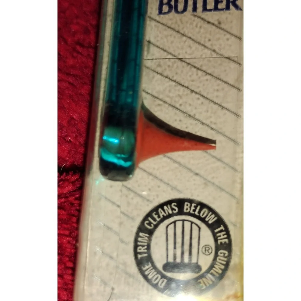 Vtg‎ Butler Toothbrush w/ Dome Trim 409 Aqua Clear Turquoise Suave prop